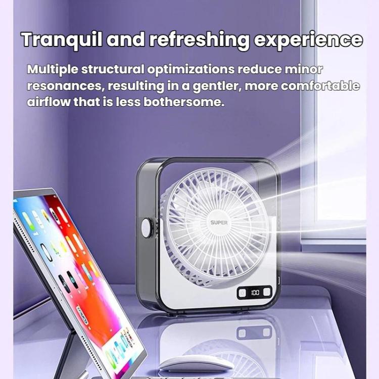 Ventilatore da tavolo silenzioso F2 con controllo continuo della velocità a 100 velocità, display digitale intelligente e luce.