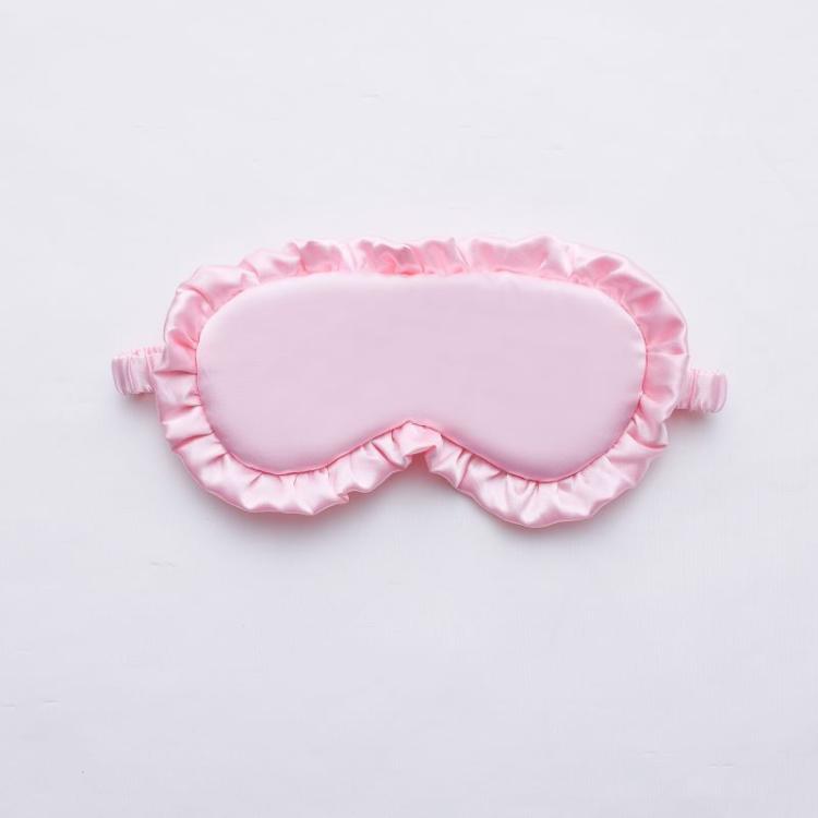 Maschera per dormire in finta seta satinata con bordo a volant, morbida e traspirante, oscurante, con elastico.