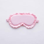 Maschera per dormire in finta seta satinata con bordo a volant, morbida e traspirante, oscurante, con elastico.