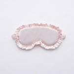 Maschera per dormire in finta seta satinata con bordo a volant, morbida e traspirante, oscurante, con elastico.