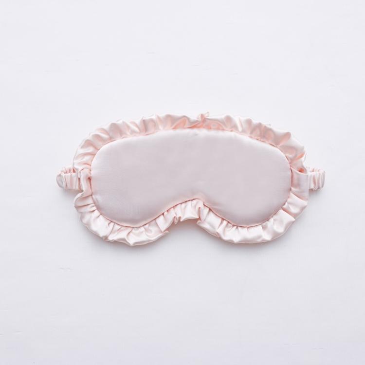 Maschera per dormire in finta seta satinata con bordo a volant, morbida e traspirante, oscurante, con elastico.