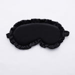 Maschera per dormire in finta seta satinata con bordo a volant, morbida e traspirante, oscurante, con elastico.