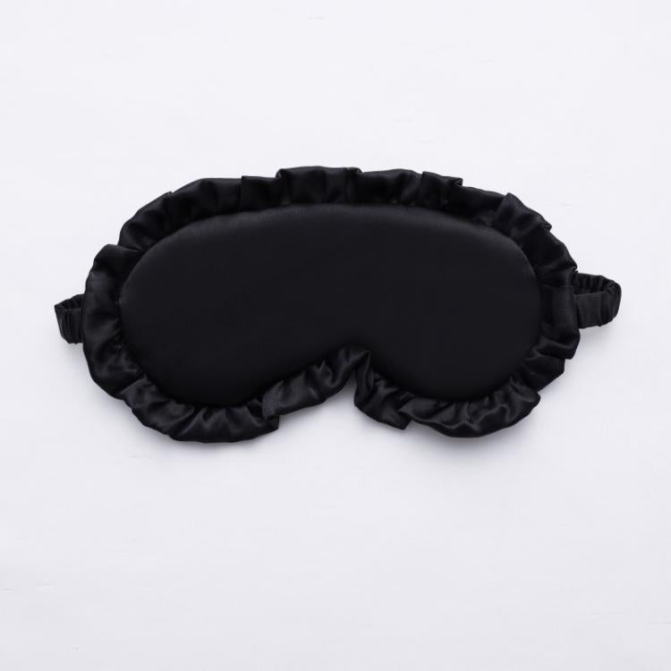 Maschera per dormire in finta seta satinata con bordo a volant, morbida e traspirante, oscurante, con elastico.