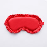 Maschera per dormire in finta seta satinata con bordo a volant, morbida e traspirante, oscurante, con elastico.
