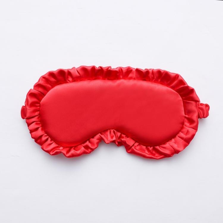 Maschera per dormire in finta seta satinata con bordo a volant, morbida e traspirante, oscurante, con elastico.