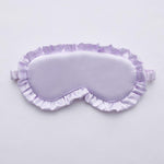 Maschera per dormire in finta seta satinata con bordo a volant, morbida e traspirante, oscurante, con elastico.