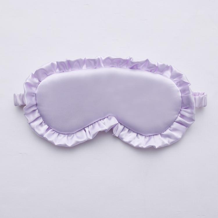 Maschera per dormire in finta seta satinata con bordo a volant, morbida e traspirante, oscurante, con elastico.