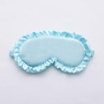 Maschera per dormire in finta seta satinata con bordo a volant, morbida e traspirante, oscurante, con elastico.
