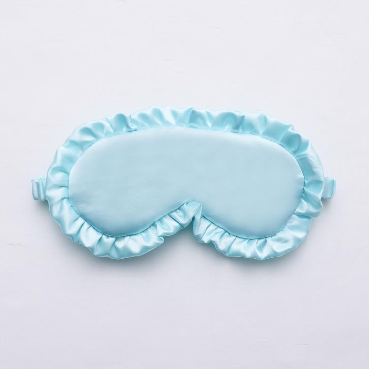 Maschera per dormire in finta seta satinata con bordo a volant, morbida e traspirante, oscurante, con elastico.