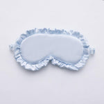 Maschera per dormire in finta seta satinata con bordo a volant, morbida e traspirante, oscurante, con elastico.