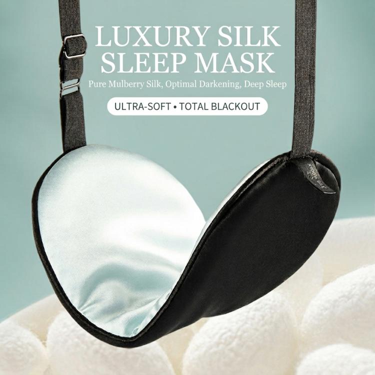 Maschera per dormire in seta con fibbia regolabile e cinturino in lattice, maschera per gli occhi che blocca la luce.