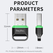 Adattatore USB Bluetooth 5.3 VegGieg per cuffie e altoparlanti del computer - Trasmettitore/ricevitore wireless
