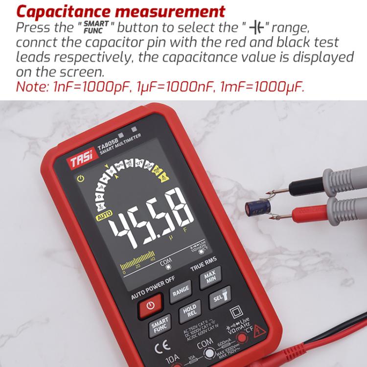 Multimetro digitale intelligente completamente automatico con ampio schermo, TASI TA805A Battery-powered, TASI TA805B Rechargeable