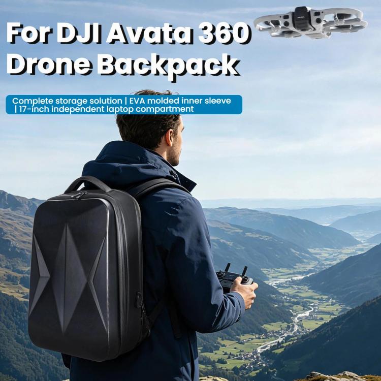 Zaino rigido impermeabile per DJI Avata 360, compatibile con occhiali N3/telecomando RC 2 e dotato di scomparto per laptop da 17 pollici.