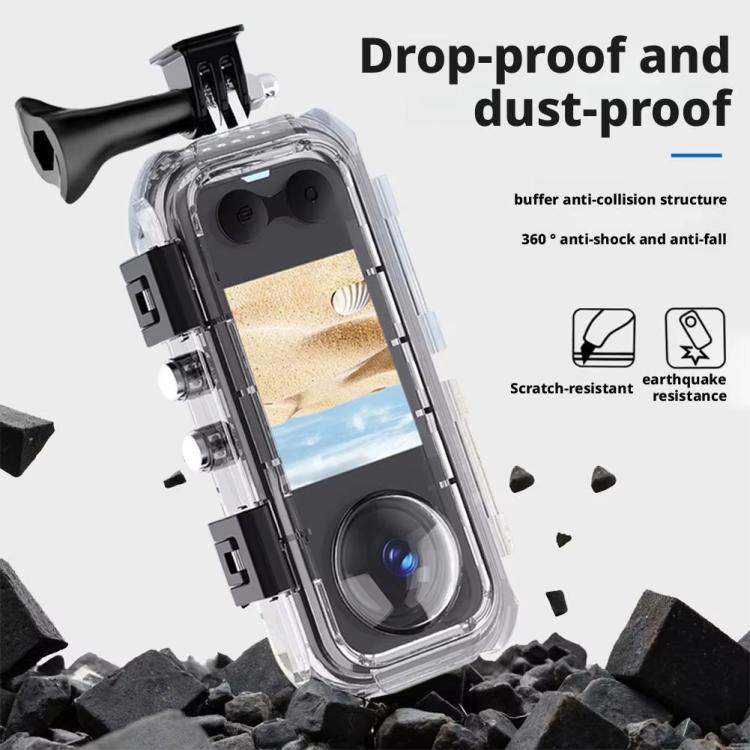 Custodia subacquea invisibile per Insta360 X5, impermeabile fino a 45 m/147 piedi, con cuciture a 360 gradi senza soluzione di continuità., PC Lens