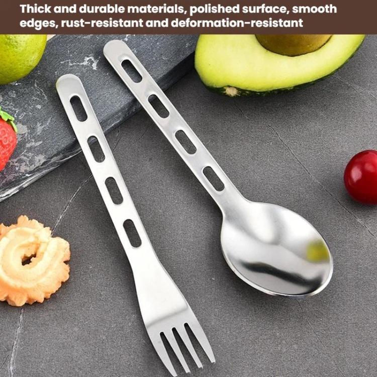 Set di posate da campeggio per esterni: coltello, forchetta e cucchiaio in acciaio inossidabile., LsCook 3-Piece Set