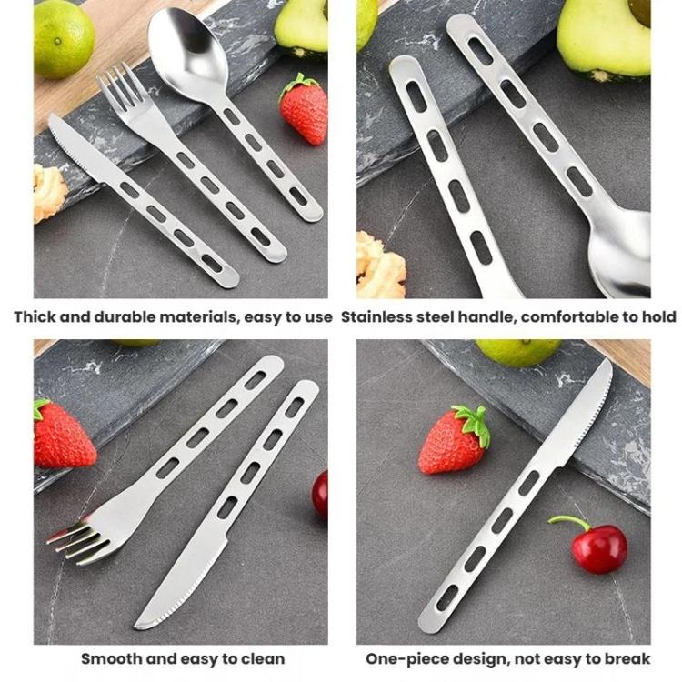 Set di posate da campeggio per esterni: coltello, forchetta e cucchiaio in acciaio inossidabile., LsCook 3-Piece Set