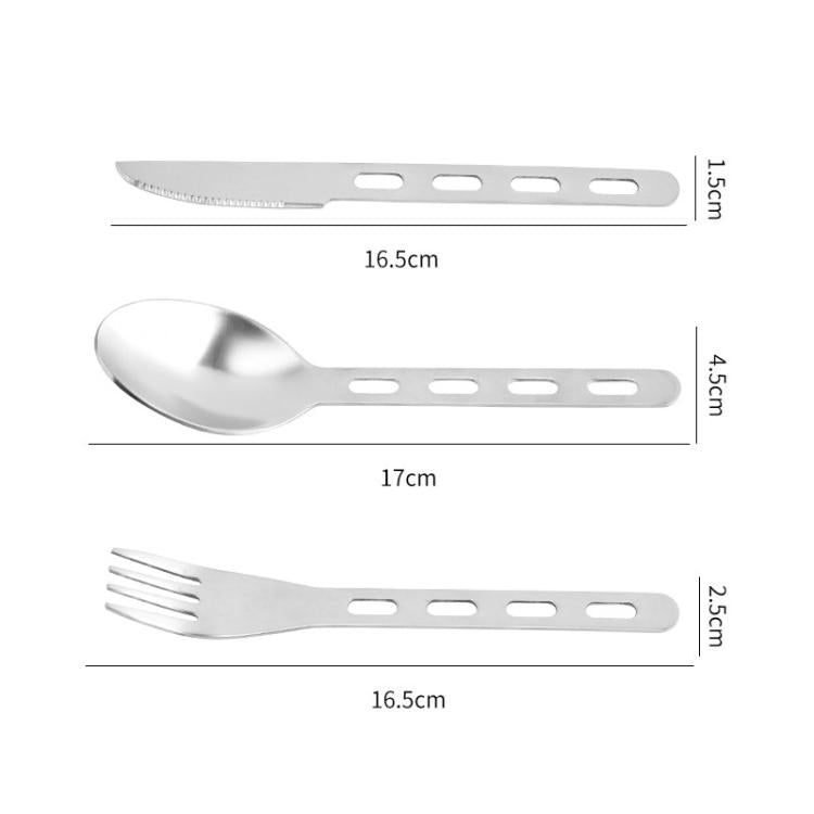 Set di posate da campeggio per esterni: coltello, forchetta e cucchiaio in acciaio inossidabile., LsCook 3-Piece Set