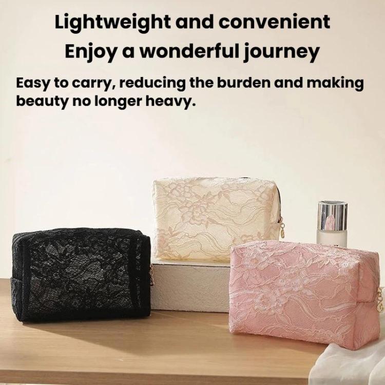 Borsa cosmetica in pizzo di grande capacità, portatile e maneggevole, ideale per riporre il trucco.