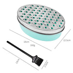 Grattugia multifunzione in acciaio inox LsCook per verdure, con contenitore per la conservazione., Black Container+2 Grating Discs+Brush
