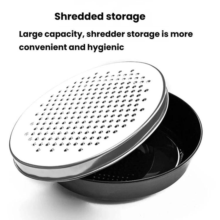 Grattugia multifunzione in acciaio inox LsCook per verdure, con contenitore per la conservazione., Black Container+2 Grating Discs+Brush