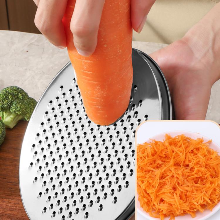 Grattugia multifunzione in acciaio inox LsCook per verdure, con contenitore per la conservazione., Black Container+2 Grating Discs+Brush