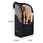 Ampia borsa cosmetica portatile in rete per matite per sopracciglia, rossetti e pennelli da trucco.