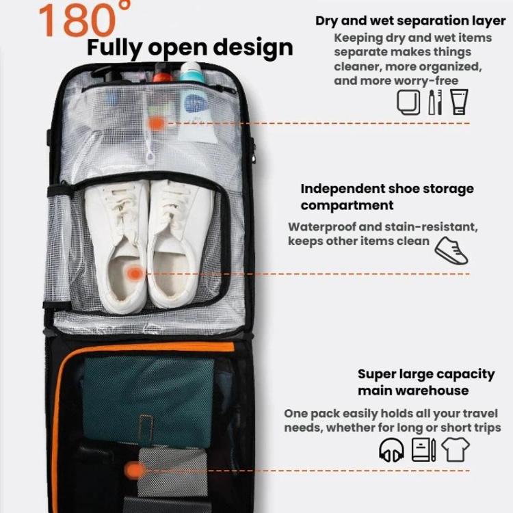 Zaino da viaggio con ruote BANGE BG-8150, grande capacità, ideale per laptop.