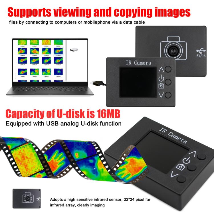 Termocamera digitale a infrarossi MLX90640 con display LCD 1,8"