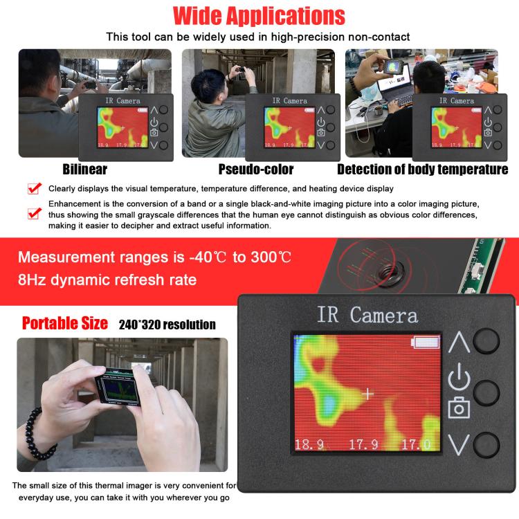 Termocamera digitale a infrarossi MLX90640 con display LCD 1,8"