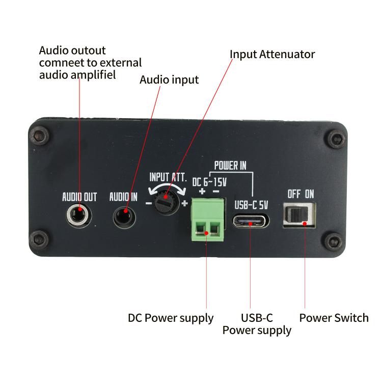 Soppressore di rumore digitale (NR) con DSP Onde corte + altoparlante, 88x38x100mm