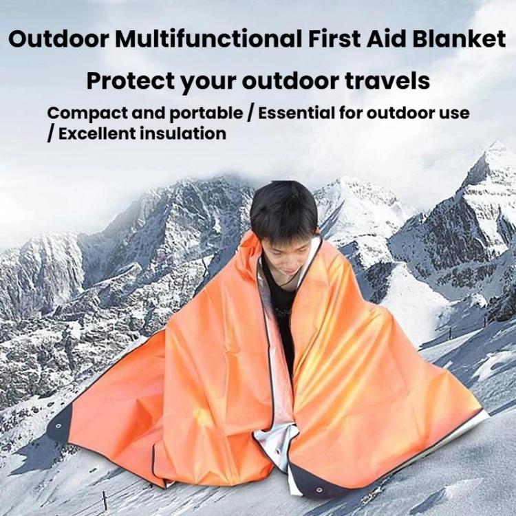 Coperta di emergenza multifunzionale 3 in 1, tappetino portatile impermeabile per esterni e telo di sopravvivenza.