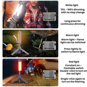 Lampada campeggio pieghevole 720° con LED 20W e batteria