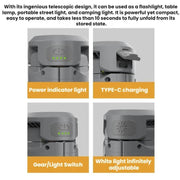 Lampada campeggio pieghevole 720° con LED 20W e batteria