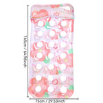 Materasso galleggiante gonfiabile ispessito, lettino ad aria, Sequin Lime Blossom Holes, Sequin Pink Flower Cupcake Holes, Lemon Pattern Holes, Watermelon Pattern Holes, Strawberry Pattern Holes, Lime Pineapple Pattern Holes, Blue Leaves Grid Pattern  ...