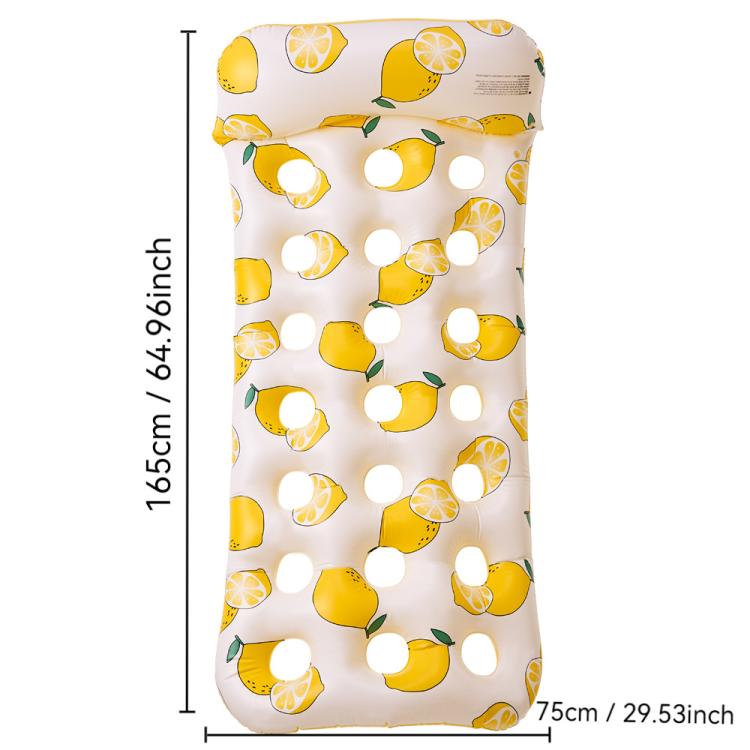 Materasso galleggiante gonfiabile ispessito, lettino ad aria, Sequin Lime Blossom Holes, Sequin Pink Flower Cupcake Holes, Lemon Pattern Holes, Watermelon Pattern Holes, Strawberry Pattern Holes, Lime Pineapple Pattern Holes, Blue Leaves Grid Pattern  ...