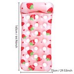 Materasso galleggiante gonfiabile ispessito, lettino ad aria, Sequin Lime Blossom Holes, Sequin Pink Flower Cupcake Holes, Lemon Pattern Holes, Watermelon Pattern Holes, Strawberry Pattern Holes, Lime Pineapple Pattern Holes, Blue Leaves Grid Pattern  ...