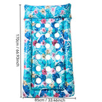 Materasso galleggiante gonfiabile ispessito, lettino ad aria, Sequin Lime Blossom Holes, Sequin Pink Flower Cupcake Holes, Lemon Pattern Holes, Watermelon Pattern Holes, Strawberry Pattern Holes, Lime Pineapple Pattern Holes, Blue Leaves Grid Pattern  ...