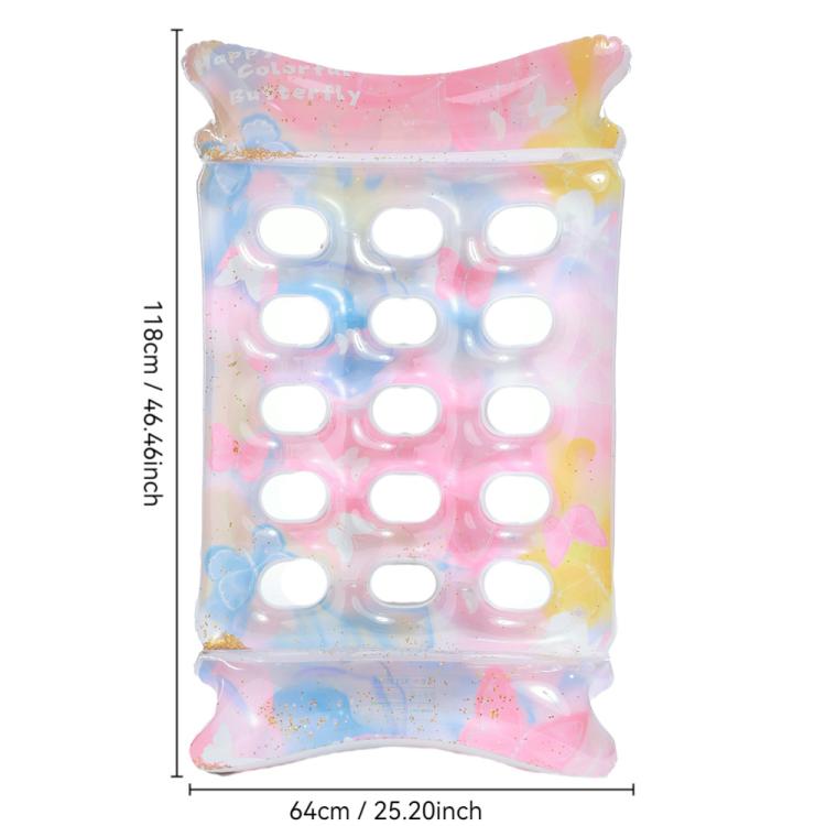 Materasso galleggiante gonfiabile ispessito, lettino ad aria, Sequin Lime Blossom Holes, Sequin Pink Flower Cupcake Holes, Lemon Pattern Holes, Watermelon Pattern Holes, Strawberry Pattern Holes, Lime Pineapple Pattern Holes, Blue Leaves Grid Pattern  ...