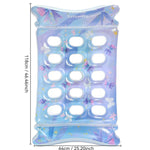 Materasso galleggiante gonfiabile ispessito, lettino ad aria, Sequin Lime Blossom Holes, Sequin Pink Flower Cupcake Holes, Lemon Pattern Holes, Watermelon Pattern Holes, Strawberry Pattern Holes, Lime Pineapple Pattern Holes, Blue Leaves Grid Pattern  ...