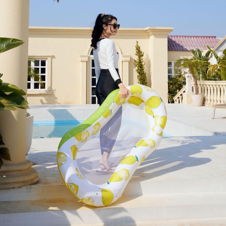 Materasso galleggiante gonfiabile ispessito, lettino ad aria, Yellow Lemon, Watermelon Pattern, Strawberry Pattern, Lime Pineapple Pattern, Sequined Starry Blue, Sequined Starry Pink, Sequins Watermelon Pattern, Sequins Strawberry Pattern, Sequins Merm...
