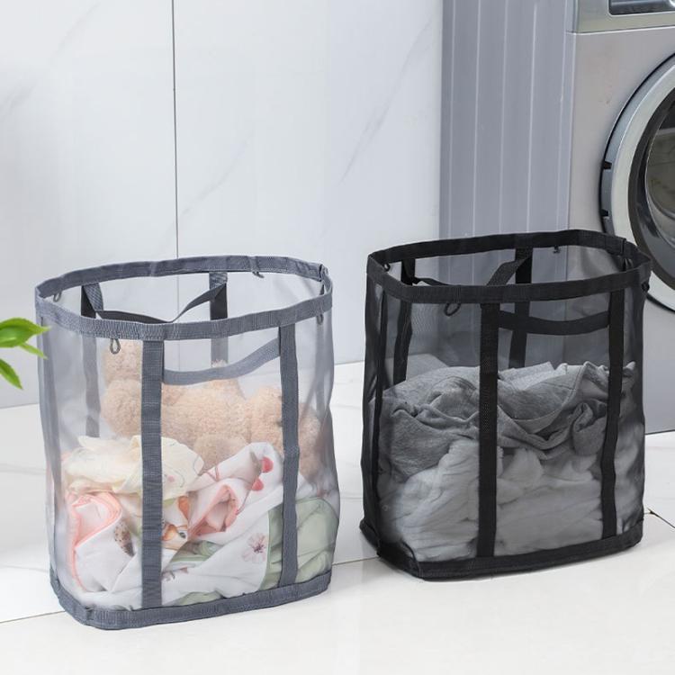 Cesto portabiancheria in rete di grandi dimensioni con manici, pieghevole e da parete, cesto per vestiti sporchi, borsa portaoggetti portatile per giocattoli.