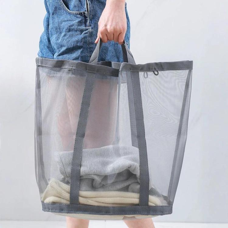 Cesto portabiancheria in rete di grandi dimensioni con manici, pieghevole e da parete, cesto per vestiti sporchi, borsa portaoggetti portatile per giocattoli.