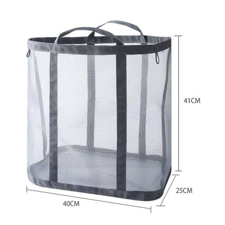 Cesto portabiancheria in rete di grandi dimensioni con manici, pieghevole e da parete, cesto per vestiti sporchi, borsa portaoggetti portatile per giocattoli.