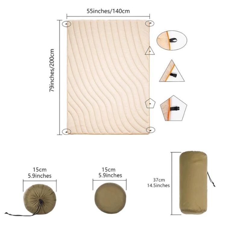 Coperta termica portatile da campeggio per esterni, tappetino da campeggio impermeabile, Black 1-1, Grey 1-2, Green 1-3, Blue 1-4, Beige 1-5, Black 2-1, Grey 2-2, Green 2-3, Blue 2-4, Beige 2-5, Black 3-1, Grey 3-2, Green 3-3, Blue 3-4, Beige 3-5      ...