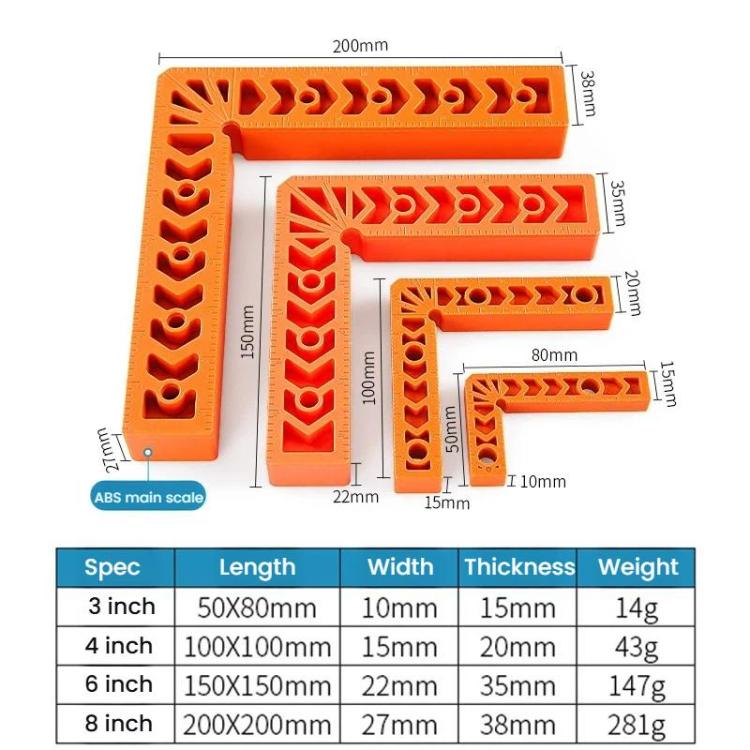 Posizionatore ad angolo retto, lastre, fissaggio cuciture, staffe angolari in plastica a forma di L, 3 inch, 4 inch, 6 inch, 8 inch
