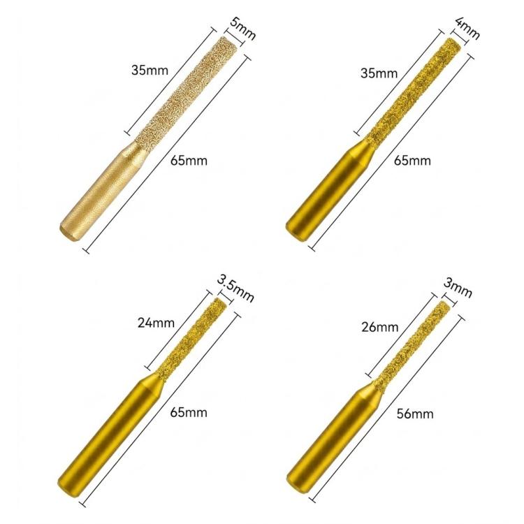 Fresa diritta per giunzione di piani di lavoro in quarzo, strumento per rifilatura e scanalatura., 5mm, 4mm, 3.5mm, 3mm