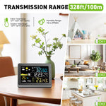 Stazione meteorologica wireless con display a colori da 5,9 pollici, orologio atomico con sensore esterno, termometro e igrometro digitale per la casa, pressione barometrica, fasi lunari.