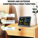 Stazione meteorologica wireless con display a colori da 5,9 pollici, orologio atomico con sensore esterno, termometro e igrometro digitale per la casa, pressione barometrica, fasi lunari.