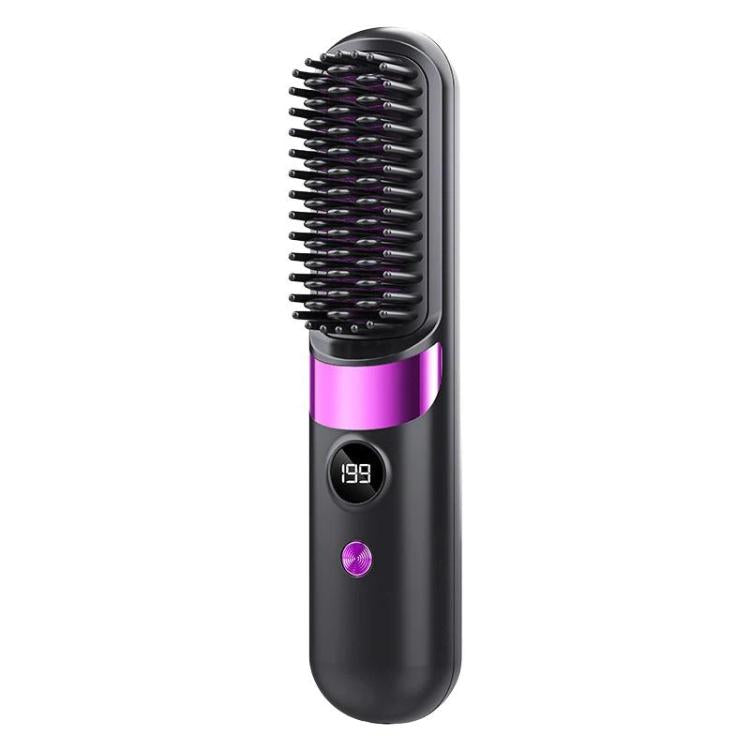 Spazzola lisciante per capelli portatile senza fili con display digitale e ioni negativi, per la cura dei capelli. Pettine per lo styling senza fili.